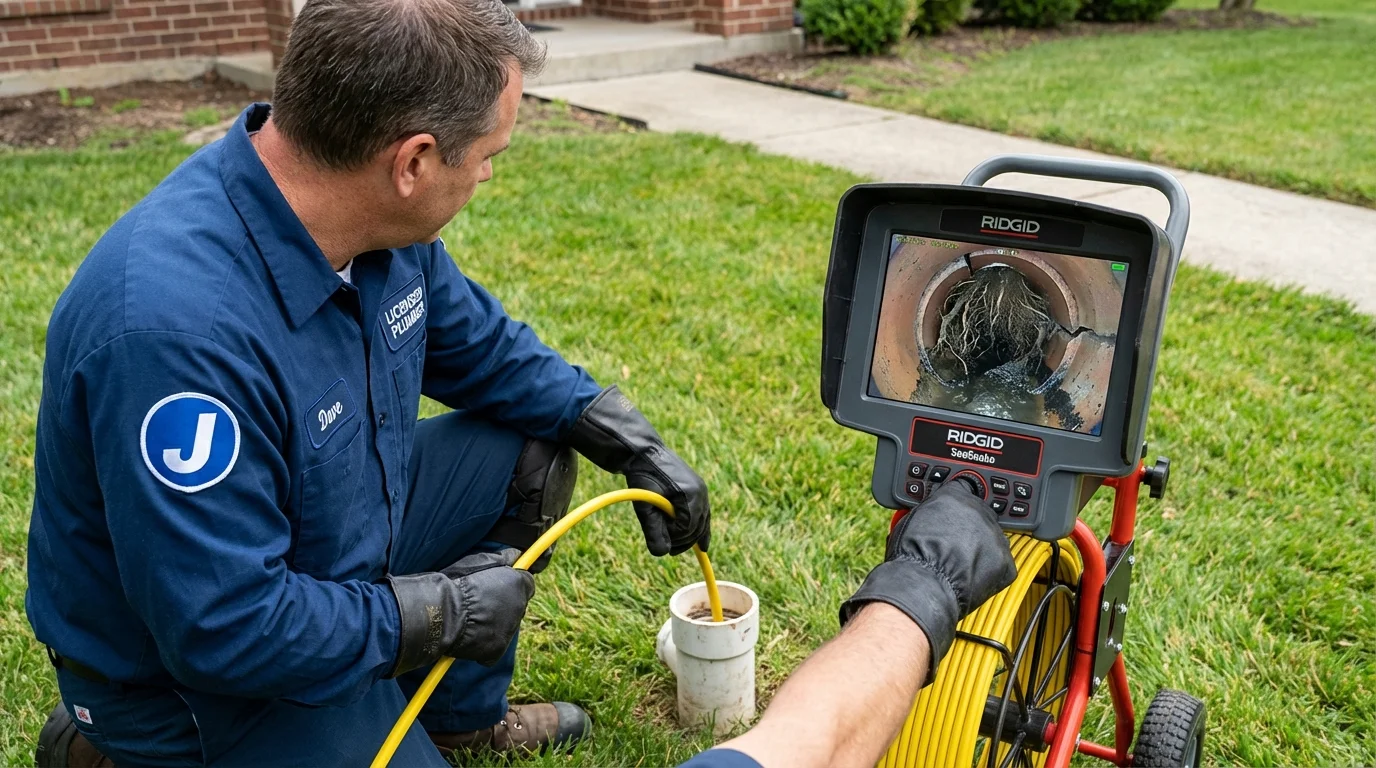Sewer camera inspection being performed by Johns Plumbing LLC in Velva