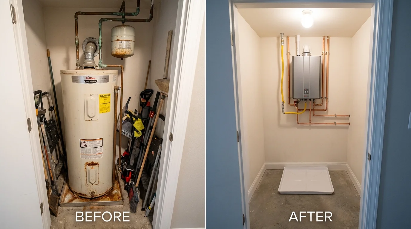 Tank water heater versus wall-mounted tankless unit comparison for Velva, ND homeowners